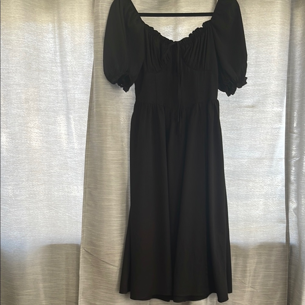 SHEIN Black Puff Sleeve Midi Dress No tags Never worn